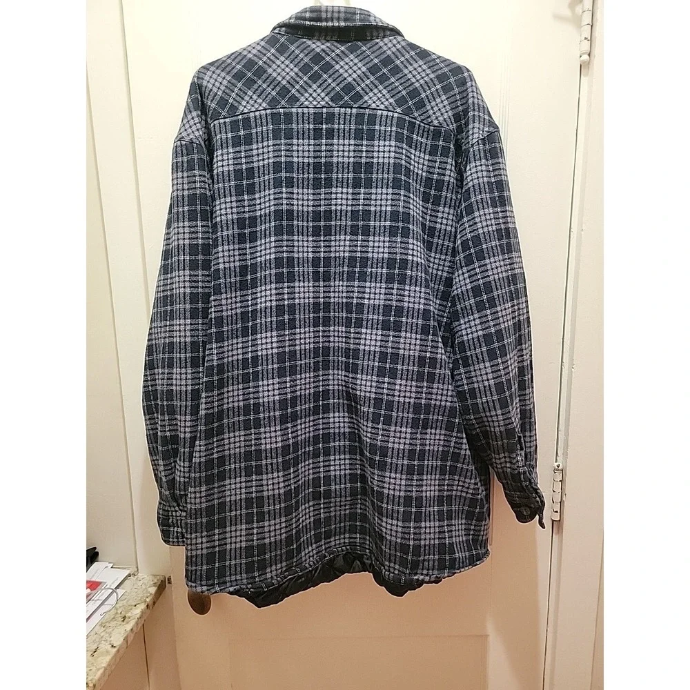 Levi Strauss & Co Men Flannel Shirt Jacket XXL Blue Plaid Quilt Lining Shacket